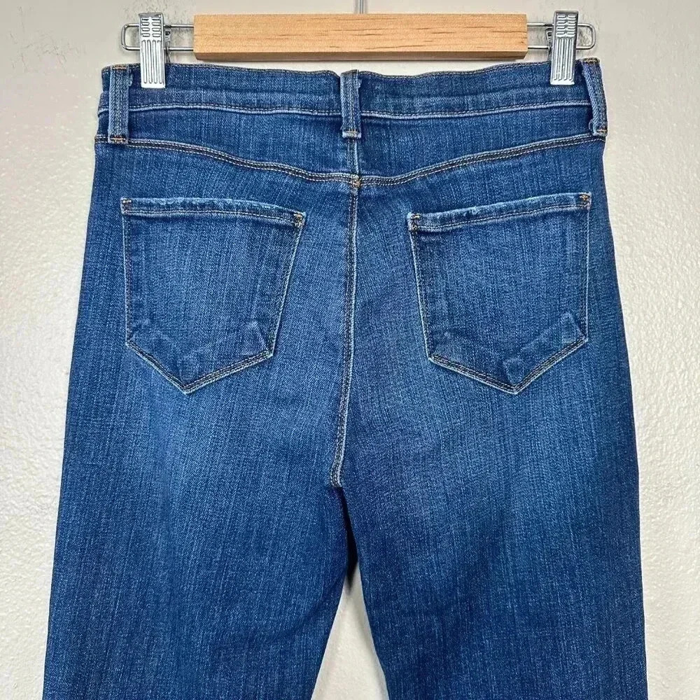 L'Agence Straight Leg Distressed Jeans Dark Wash Size 27 - Picture 7 of 8